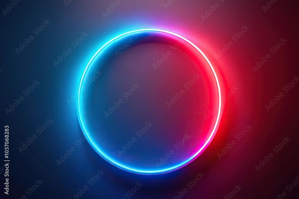 Abstract background of small circle blue and red neon lights from high angle view Abstract background of small circle blue and red neon lights from high angle view