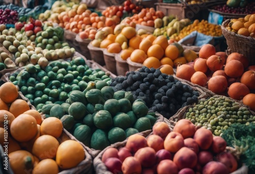 Vegetables in boxes at the market. Food sales, healthy food, farming