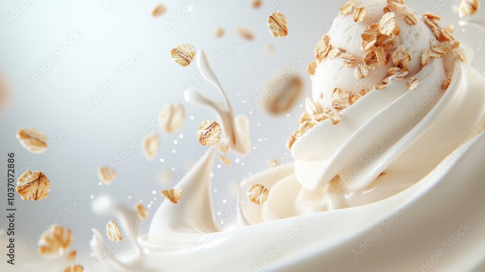 Soft Creamy Layers of Ice Cream with Oatmeal and Granola Soft Creamy Layers of Ice Cream with Oatmeal and Granola