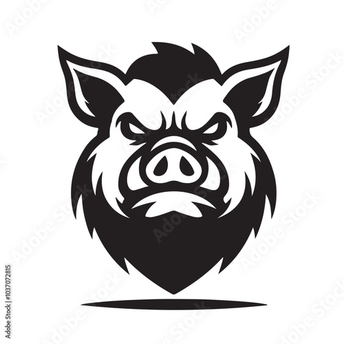 Aggressive Pig Head Mascot Illustration Design