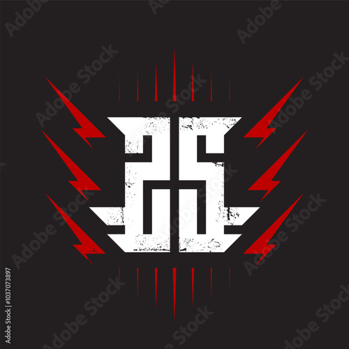 25 - Electrifying New Year Logo. Grunge Texture on Light Background. Bold Typography with Red Lightning Bolts. Perfect for Album Covers, Concert Posters, and Rock Merchandise.