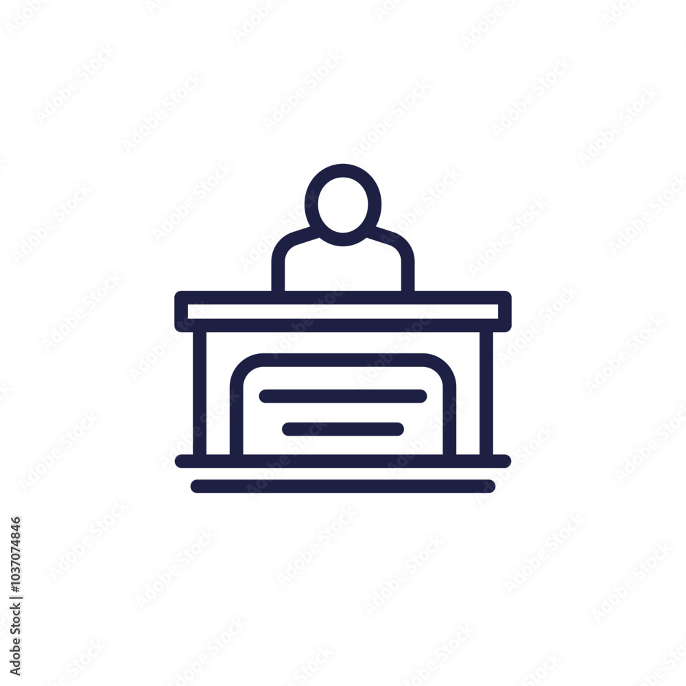 counter desk line icon on white, reception counter vector counter desk line icon on white, reception counter vector