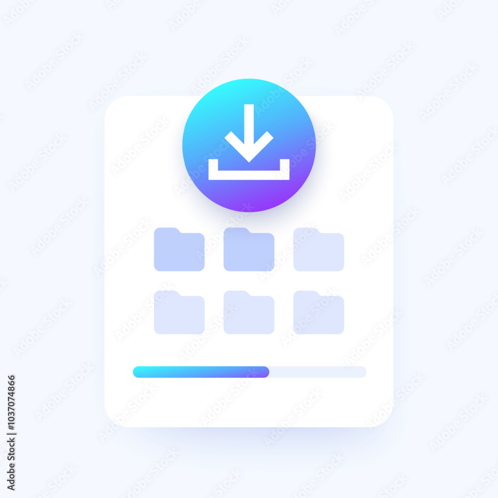 downloading files design with progress bar, vector ui downloading files design with progress bar, vector ui