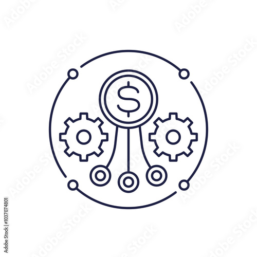 capex line icon, capital expenditure or operational costs