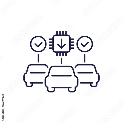 car firmware update icon, fleet management line vector