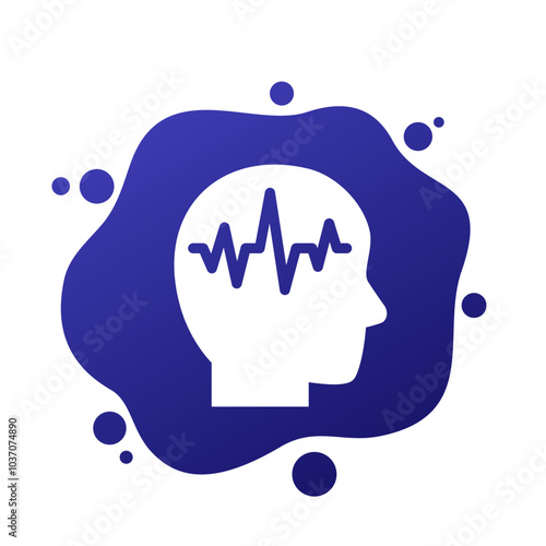 EEG, electroencephalography icon with a head