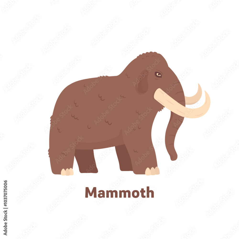 Obraz premium Mammoth isolated on white, vector illustration