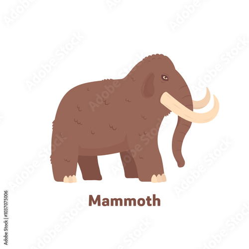 Mammoth isolated on white, vector illustration