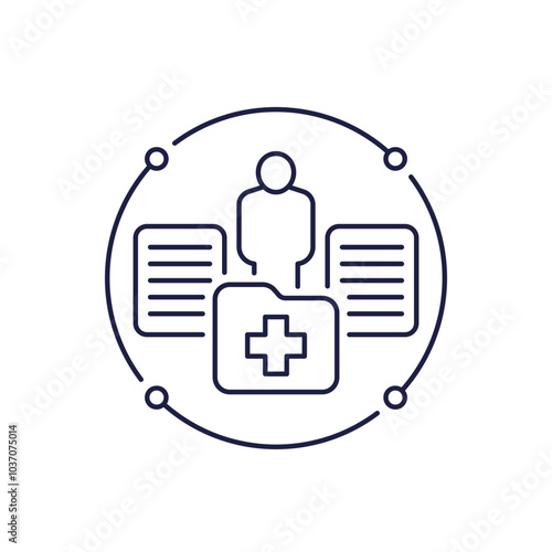 patient files, medical documents line icon