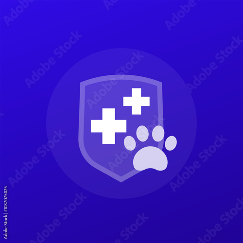 Pet insurance icon with a shield, transparent design