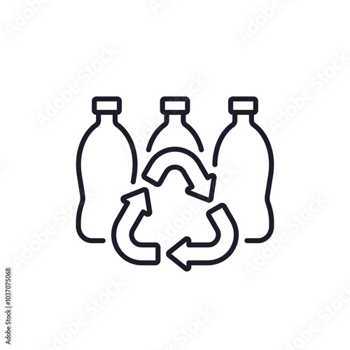recycling plastic bottles icon in line design