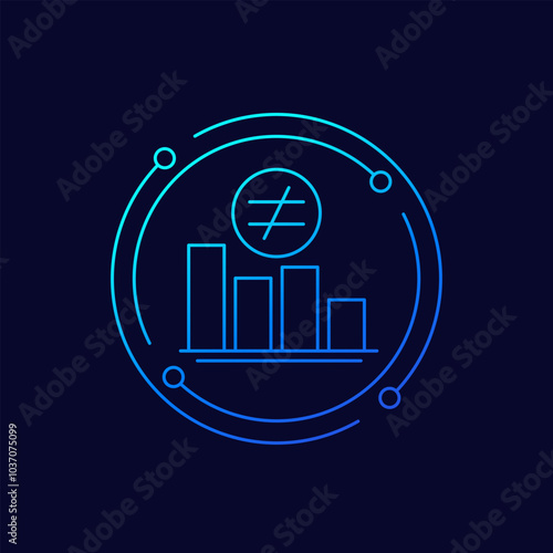 Reducing inequality icon with a graph, linear design
