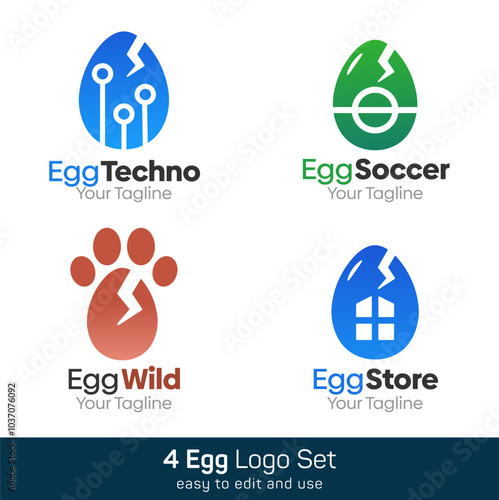 Egg Shape Logo Template Set. Good for Business, Agency, Community and Organization