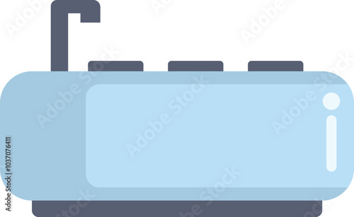 This minimalist vector illustration features a kitchen countertop with a sink and faucet, perfect for designs related to home improvement, interior design, or cooking