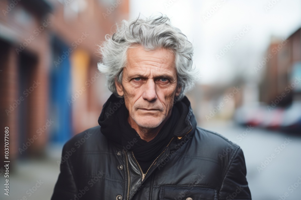 Portrait of a senior man with grey hair in the city. Portrait of a senior man with grey hair in the city.