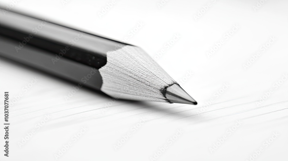 Close-Up of a Graphite Pencil on Blank Paper Close-Up of a Graphite Pencil on Blank Paper
