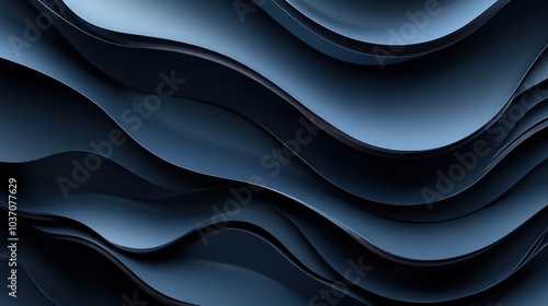 Abstract Blue Waves: A 3D Rendering of Flowing Lines