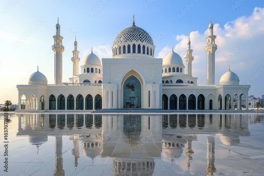 Obraz premium Beautiful mosque as a place of worship for Muslims created with Generative AI