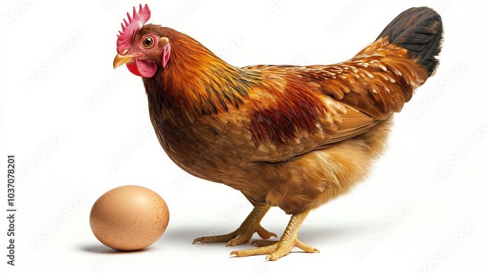 Fototapeta premium Hen with nest and eggs isolated on a white background