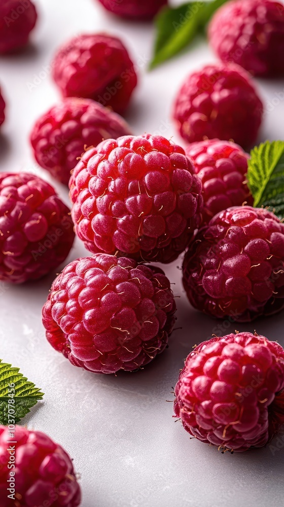 fresh and juicy red raspberries artfully arranged on a clean white background emphasizing their vibrant color and luscious texture ideal for food photography or culinary presentations fresh and juicy red raspberries artfully arranged on a clean white background emphasizing their vibrant color and luscious texture ideal for food photography or culinary presentations