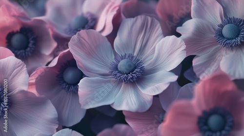 Wallpaper Mural Soft Pastel Anemone Flowers in Close-Up, Dreamy Floral Scene for Nature, Botanical, and Spring-Themed Designs Torontodigital.ca