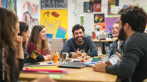 Collaborative Creativity: A Group of Engaged Individuals Sharing Ideas and Building Connections in an Inspirational Learning Environment