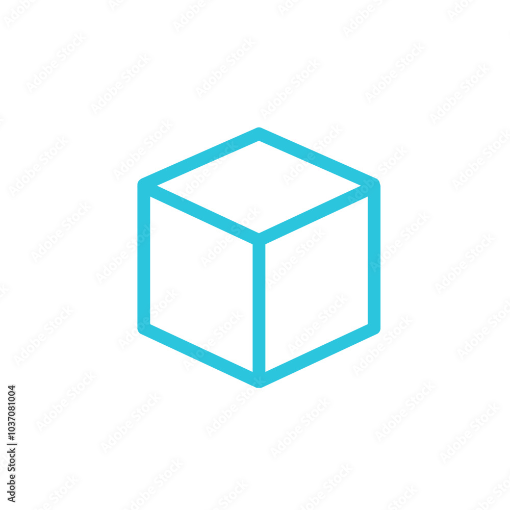 3D cube icon. Isolated on white background. From blue icon set. 3D cube icon. Isolated on white background. From blue icon set.
