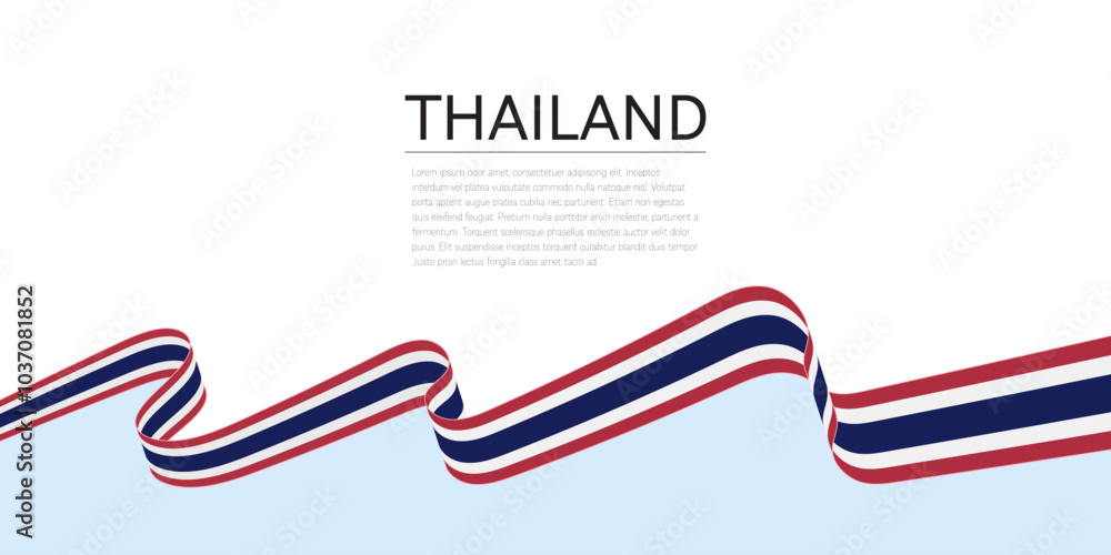 Fototapeta premium Waving flag of Thailand on white background vector illustration