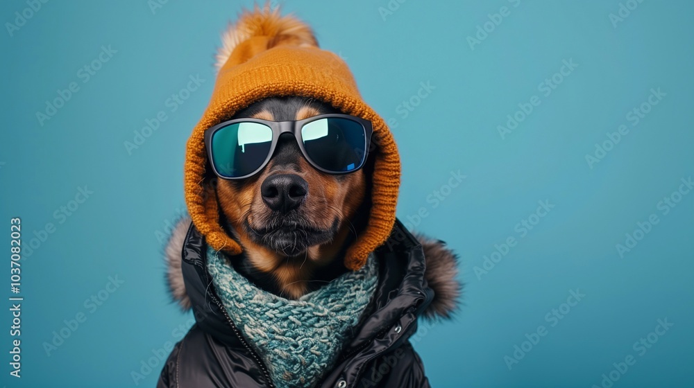 Australian Kelpie on blue background Australian Kelpie on blue background