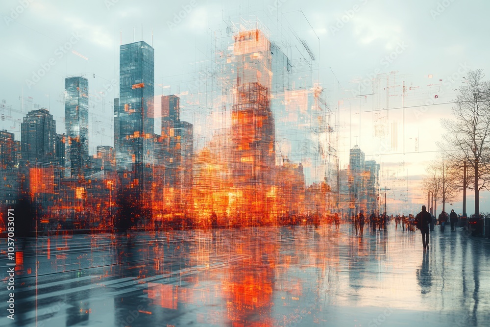 Fototapeta premium Cityscape with Double Exposure