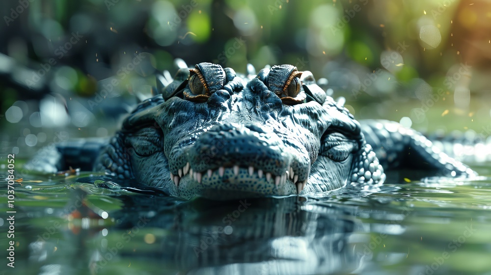 Obraz premium Detailed Lifestyle Image of a Crocodile in Its Natural Environment