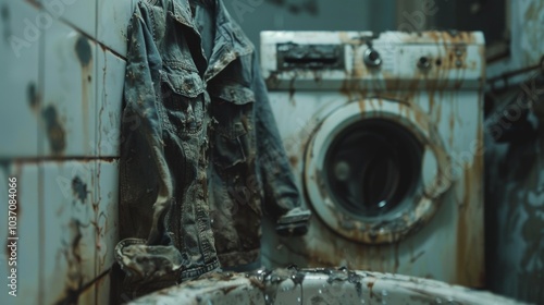 Detailed Lifestyle Image of a Dirty Shirt on the Washing Machine