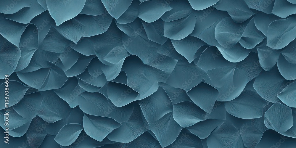 Abstract teal leaves with soft curves and layered texture on a white background. Abstract teal leaves with soft curves and layered texture on a white background.