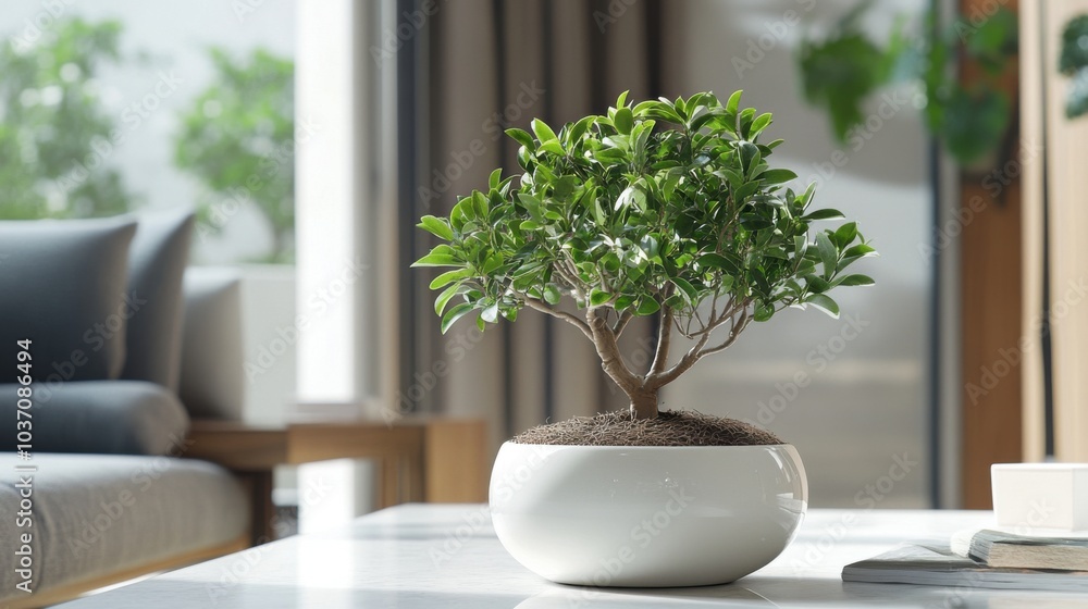 Artificial tree, pot, background. Generative AI Artificial tree, pot, background. Generative AI