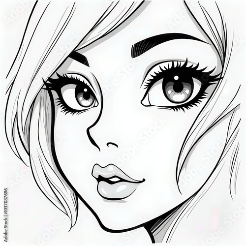 Anime Girl Face Outline