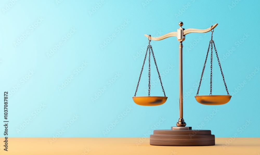 A symbolic image of justice featuring a balanced scale on a minimalist background, representing fairness and law. A symbolic image of justice featuring a balanced scale on a minimalist background, representing fairness and law.
