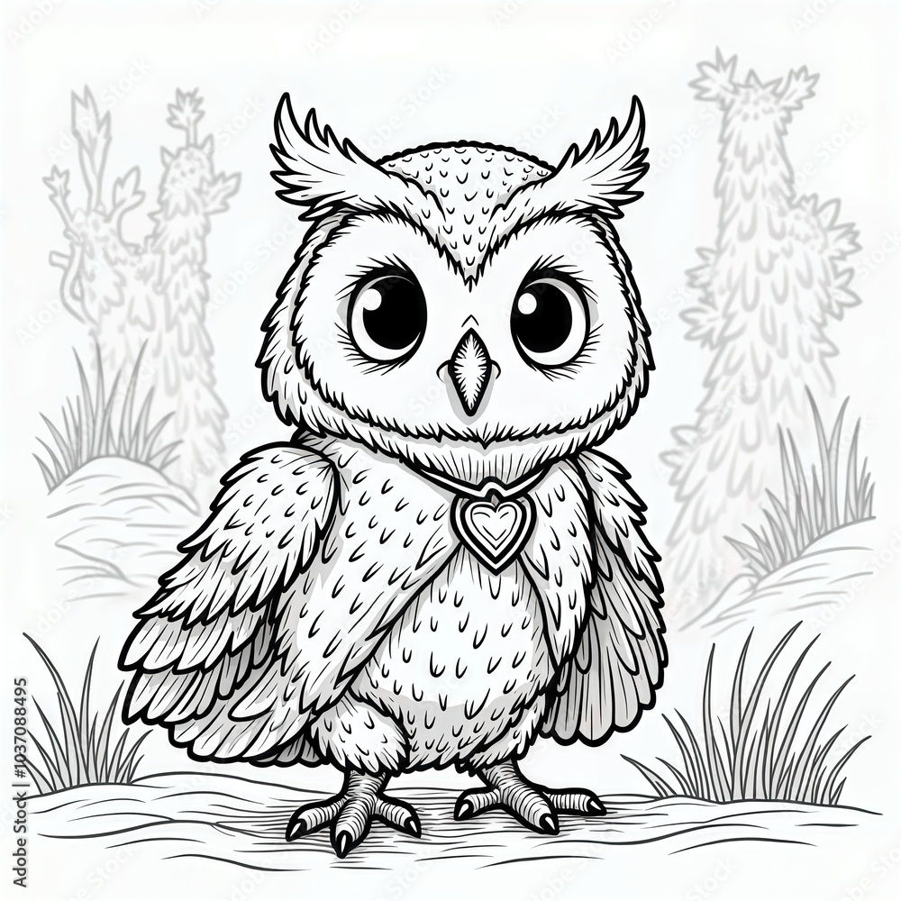 Fototapeta premium Cute Owl Coloring Page