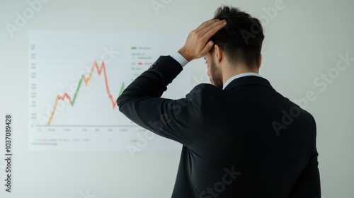 Businessman Analyzing Distressing Financial Trends