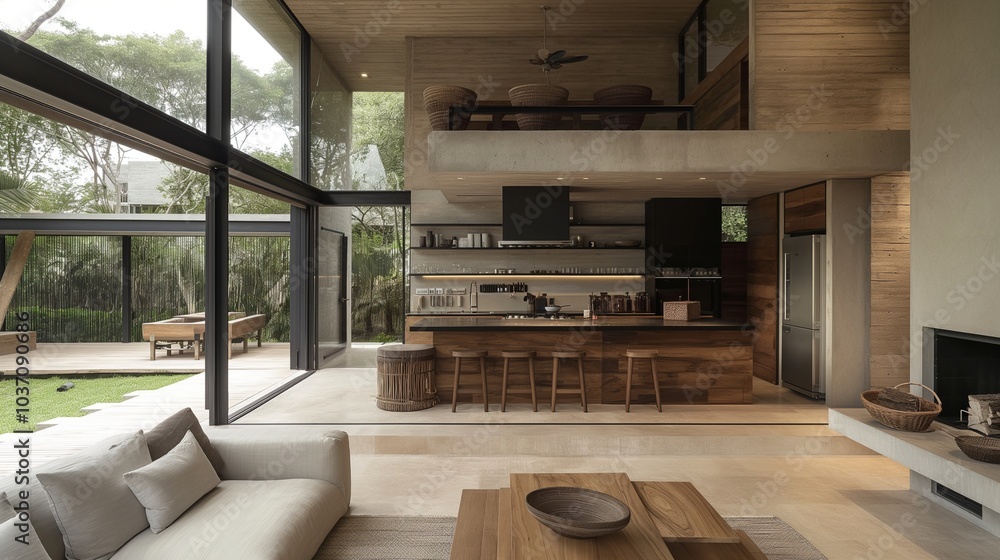 The front and interior designs of the residence The front and interior designs of the residence