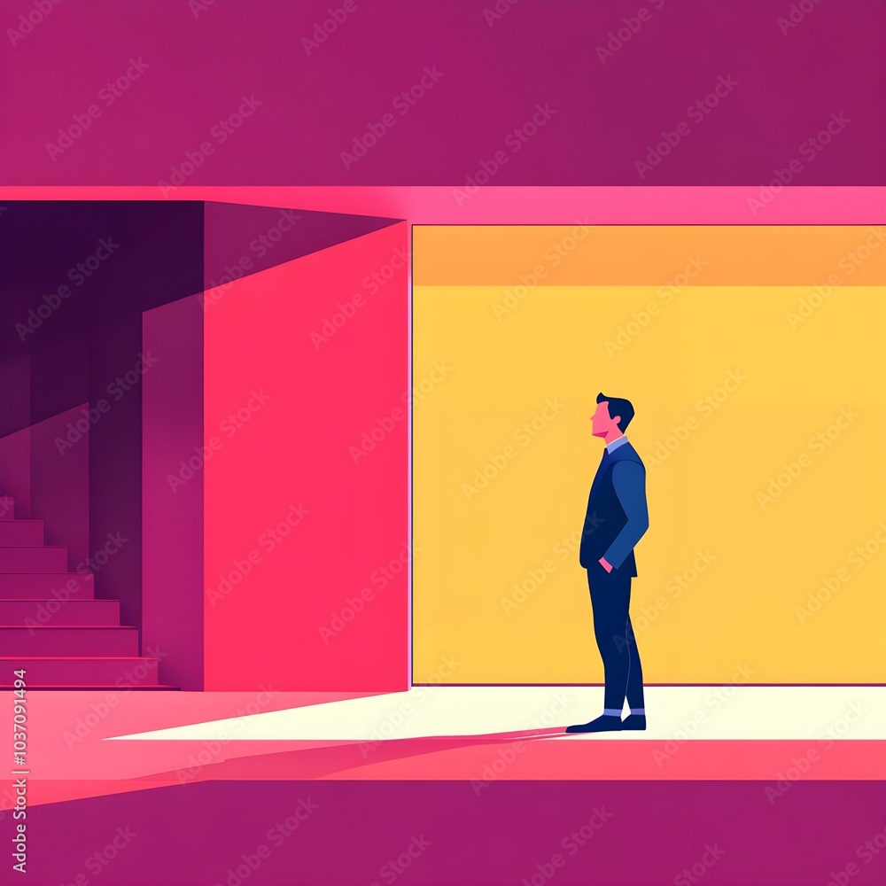 © HiSea - Businessman Standing in Front of a Yellow Wall