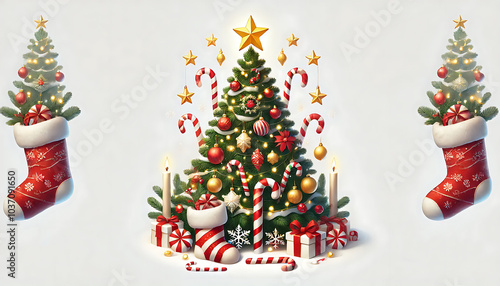 Stockings and Stars Christmas Tree, Generative Ai