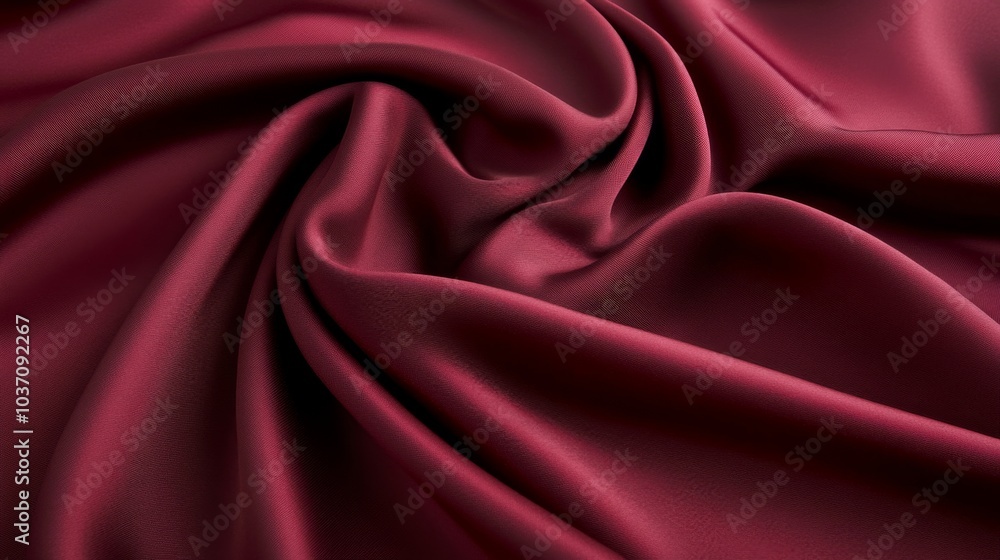 Obraz premium Elegant burgundy fabric showcasing smooth, silky texture and deep folds