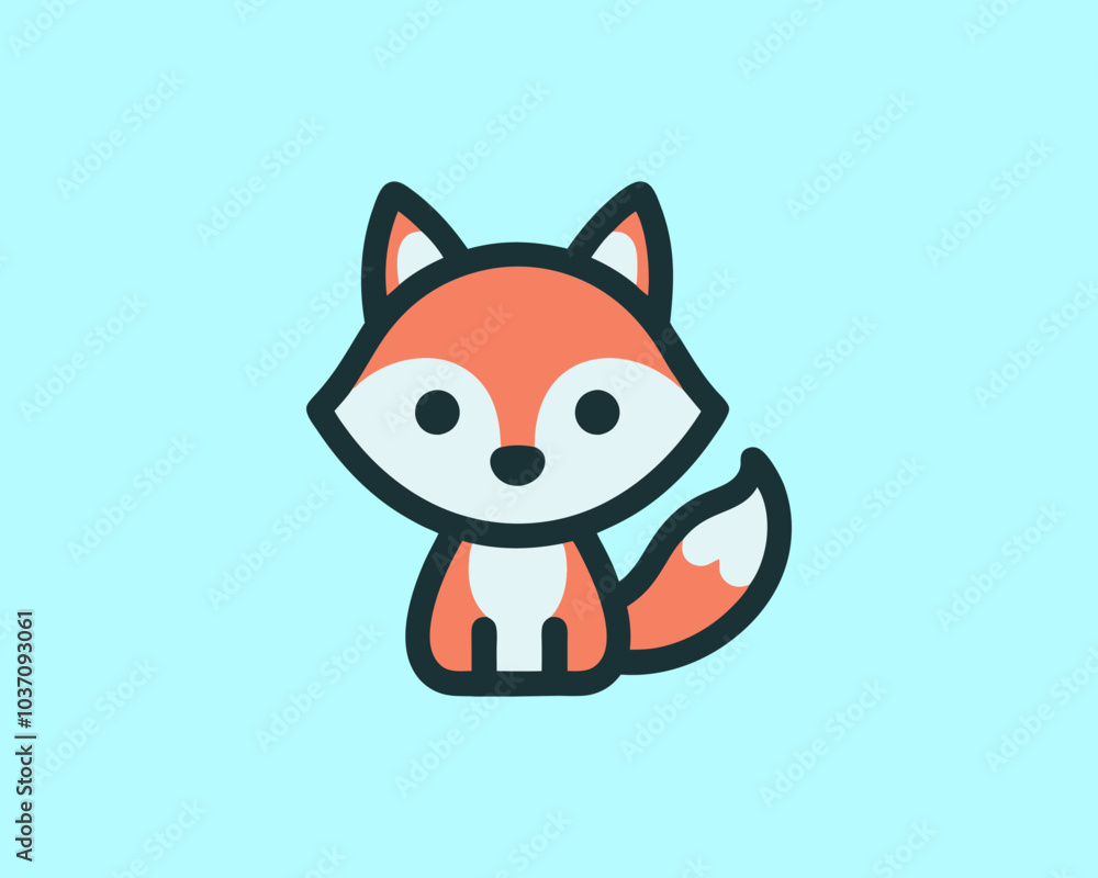 Obraz premium Colorful cute fox logo design vector illustration 