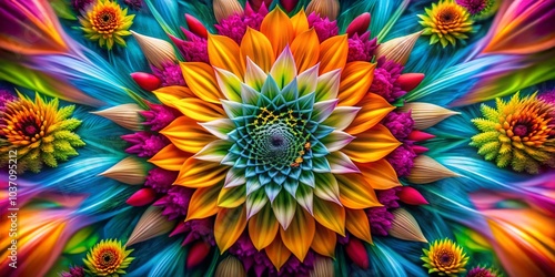 Abstract Geometric Flower Patterns in Long Exposure Artistry for Modern Decor