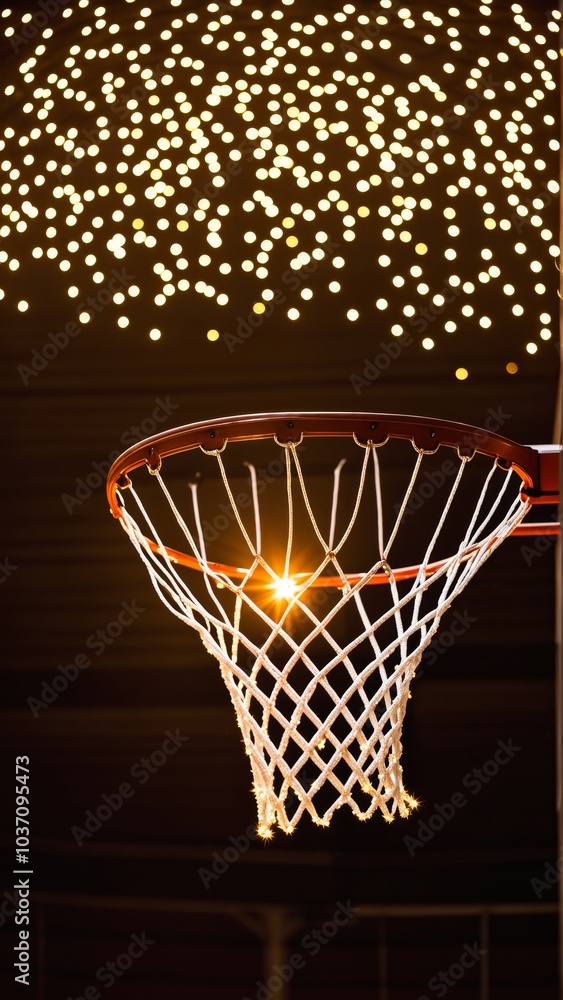Warm Light Through Basketball Net with Sparkles Warm Light Through Basketball Net with Sparkles