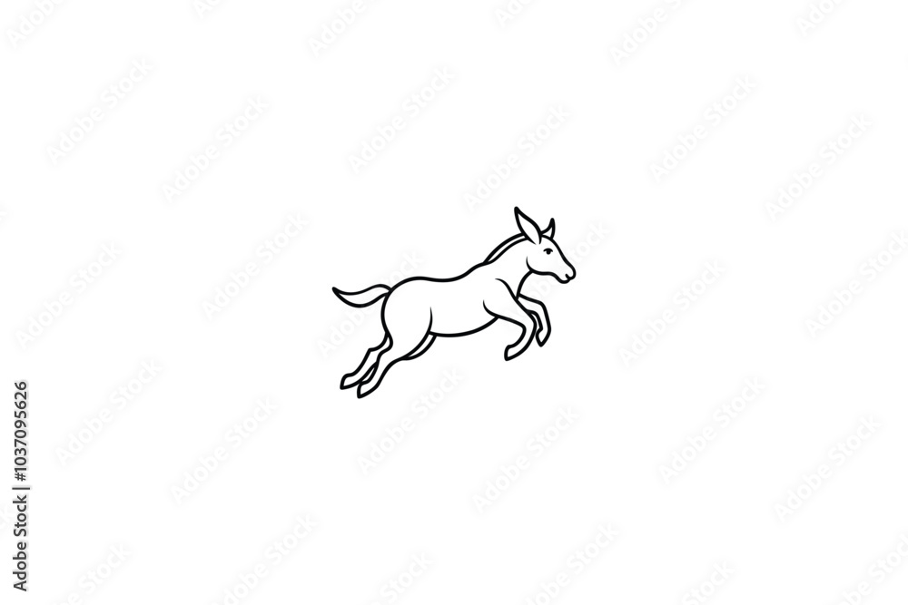 Fototapeta premium Donkey Vector Illustration | Black Outline, White Background Farm Animal Design