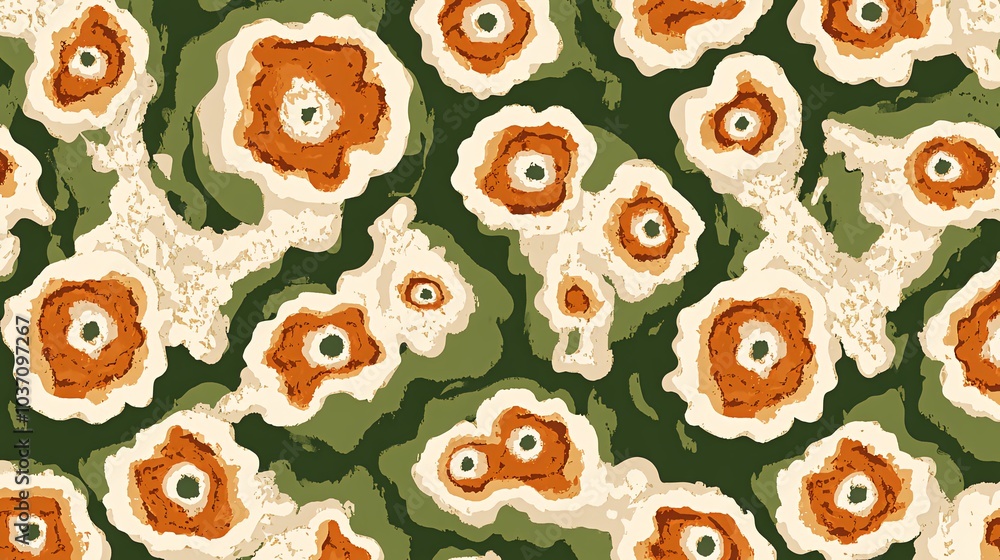 Abstract green and orange pattern with circular shapes. Abstract green and orange pattern with circular shapes.