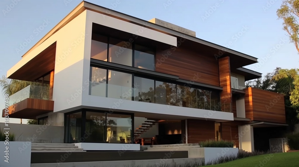 The front and interior designs of the residence The front and interior designs of the residence