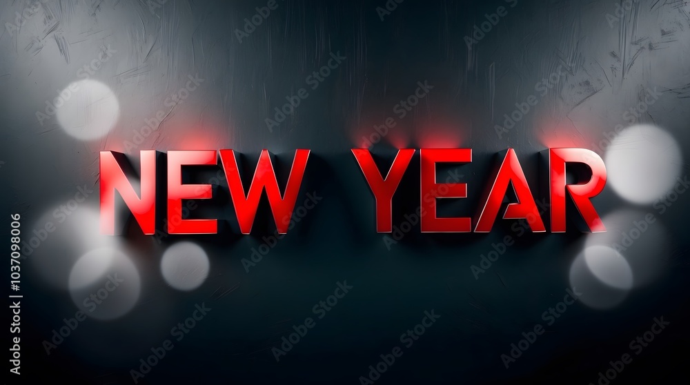 Modern Elegance 3D Blue Metallic 'NEW YEAR' Artistic Portrait Modern Elegance 3D Blue Metallic 'NEW YEAR' Artistic Portrait