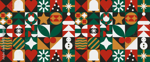 Abstract Christmas Pattern in Bauhaus Style for Holiday Banners